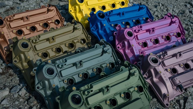 Colorful engine parts